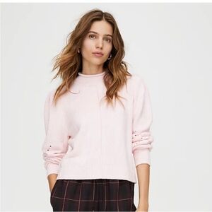 Aritzia Wilfred Ingrid Mock Neck Pointelle Sweater in Fairy Pink Sz XS